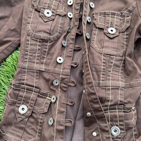 Vintage Twill Twenty Two Brown Button Jacket - Picture 2 of 4